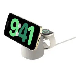Belkin BOOST CHARGE 2-in-1 Wireless Charging Dock with MagSafe 15W - Sand