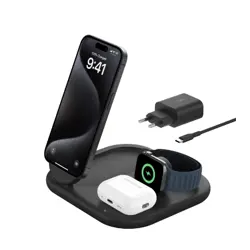 Belkin BOOSTCHARGE Qi2 15w Magnetic 3in1 Stand - Black