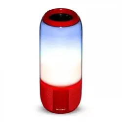 Bezprzewodowy inteligentny głośnik LED V-TAC z technologią Bluetooth 2x3W USB Micro SD Czerwony VT-7456