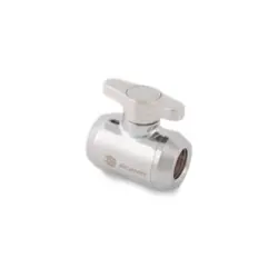 Bitspower Stopcock 2x IG 1/4 Inch, silver handle - silver shining