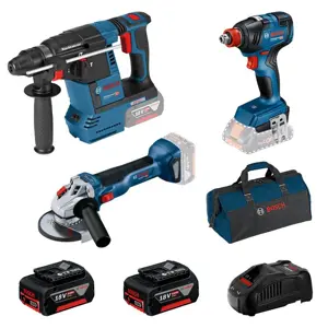 BOSCH. 18V COMBO KIT (GBH 18V-26 + GDX 18V-200 + GWS 18V-10) 2x5,0Ah BAG ...