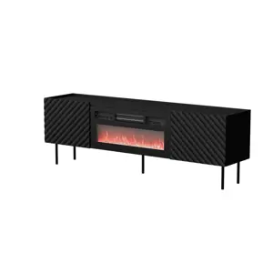 Cama LUCCA TV cabinet 180x40x59 black + black fireplace