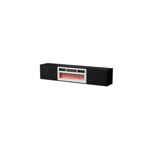TV ormarić CAMA MEBLE LARA 183x35x37 (crna mat, bijeli kamin)