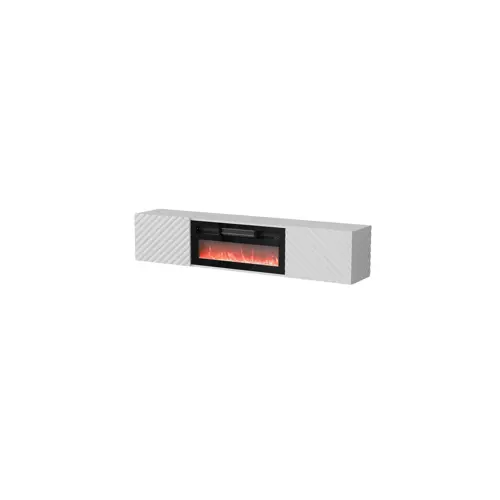 RTV kabinet CAMA MEBLE LARA 183x35x37 (bijela mat, crni kamin)