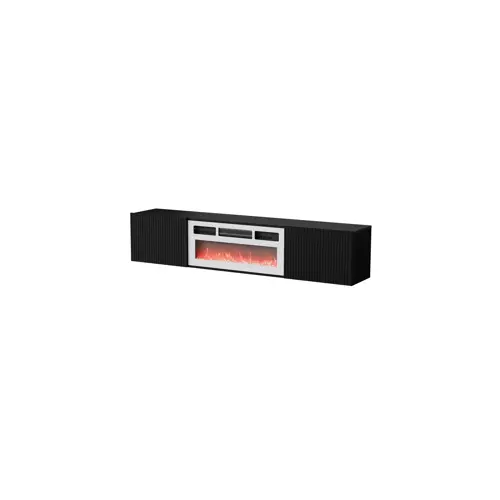 TV Stalak CAMA MEBLE RTV ROTA 183x35x37 (crna mat + bijeli kamin)