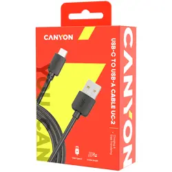 CANYON Type C USB 2.0 standard cable, Power & Data output, 5V 1A, OD 3.2mm, PVC Jacket, 1.8m crna, 0.036kg