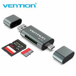 Čitač kartica i SD mikro VENTION CCJH0, Type-C i USB 2.0 sivi