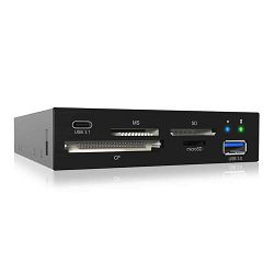 Čitač memorijskih kartica ICY BOX IB-865a, unutarnji, za 3.5" bay, 1x USB-A, 1x USB-C, SD, microSD, CF, MS