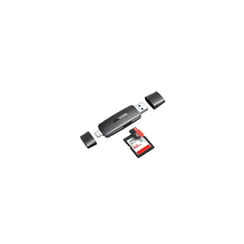 Čitač memorijskih kartica UGREEN, USB-C + A, TF/SD kartice, crni