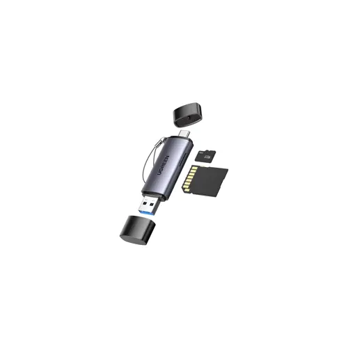 Čitač memorijskih kartica UGREEN, USB-C/USB 2.0 A, TF/microSD/SD kartice, sivi