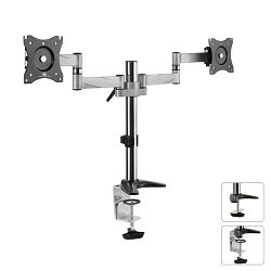 Držač za dva LCD monitora MACLEAN MC-714 (za 13-27, nosivost 8kg, aluminij)