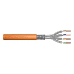DIGITUS Cat.7 Installation Cable, S/FTP, B2ca, AWG 23/1, LSOH, 100m, orange
