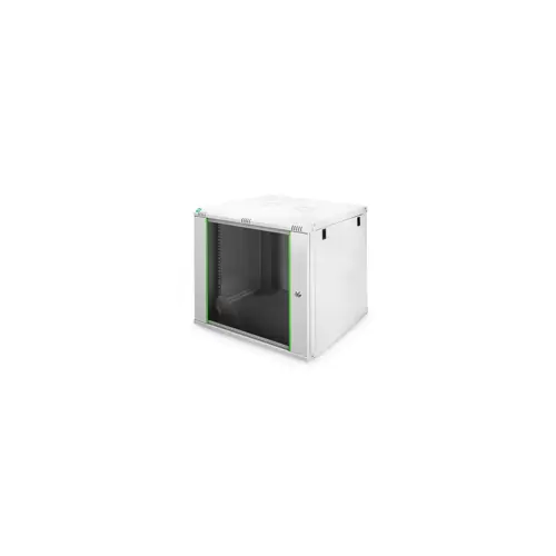 DYNAmic 19" 9U rack 600x600 wall-mounted network cabinet, door glass, grey, undivided, folded, 60kg