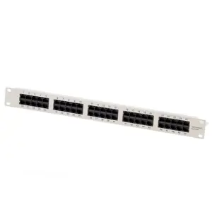 Ecolan Patch Panel Cat 3 ISDN 19" 1U 50 Port RJ45 8/4 light grey RAL7035