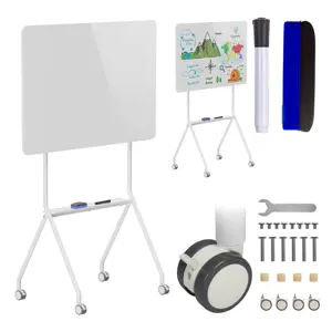Ergo Office mobile dry erase board, horizontal orientation, white, single sided, with shelf, board dimensions 1190x790mm, ER-306