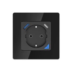Extralink Smart Life Wall Socket Set Pro | Smart Socket + Frame Set | Black, 230V, 1x USB A, 1x USB C, WiFi