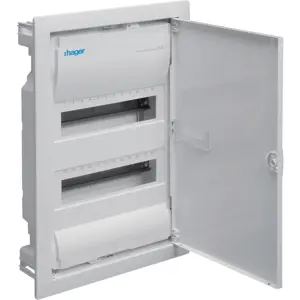 Flush-mounted cabinet with metal door, 2 rows
