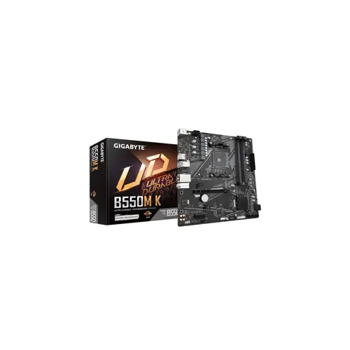 Matična ploča GIGABYTE B550M K (Podržava AMD Ryzen 5000 seriju AM4 procesora, do 4733MHz DDR4 (OC), 2xPCIe 3.0 M.2, GbE LAN, USB 3.2 Gen1)