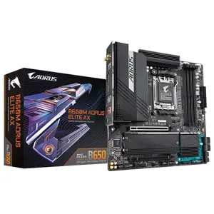 GIGABYTE Mainboard Desktop B650M AORUS ELITE AX (AM5, 4xDDR5 128GB, 1x PCI-E 4.0 x16x16, 2x PCI-E 3.0 x16x1, 4xSATA, 1xM.2 PCIe 5.0, 2xM.2 PCIe 4.0, 2xUSB 3.2 Gen2, 5xUSB 3.2 Gen1, 4xUSB2.0, 1xUSB 3.2