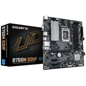 GIGABYTE MB B760M D3HP (LGA1700, 4x DDR5 256GB, 1x PCI-E 4.0 x16x16, 2x PCI-E 3.0 x1x1, 2x M.2 PCIe 4.0, 4x SATA, 2x USB 2.0, 1x DP, 1x HDMI, GbE LAN, mATX, Retail)
