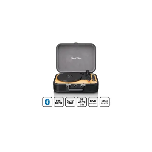 Gramofon LENCO TT-116BK, sa zvučnicima, Bluetooth 5, RCA izlaz, AUX ulaz, USB-B PC kodiranje, 33,45 i 75 RPM,