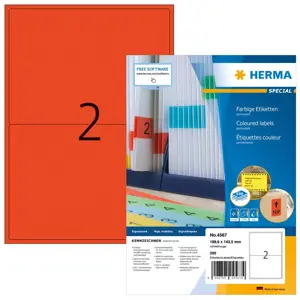 HERMA Etiketten A4 rot  199,6x143,5mm Papier matt 1400 St.
