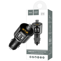 hoco. FM modulator, BT handsfree, 12 V/24 V, 2 x USB 2,4 A - E19 Smart, BT, FM, Charger