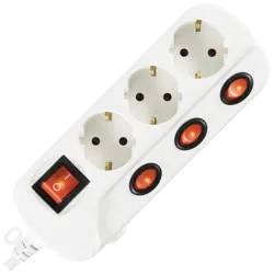 home Produžni kabel sa zaštitom, 3 utičnice, 1.0mm², 1.5 met - NVK 03K/WH