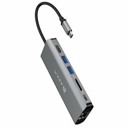 Hub ADAM CASA A01, USB-C 6in1 multi function sivi