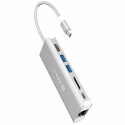 Hub ADAM CASA A01, USB-C 6in1 multi function srebrni