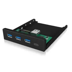 Prednja ploča ICY-BOX 3.5" s 4 USB 3.0 priključka (crna, 3x Tip-A, 1x Tip-C, zahtijeva dodatni 20-pinski USB 3 konektor)