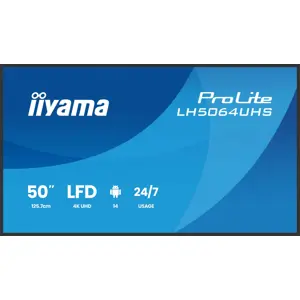 iiyama LH7564UHS-B1AG Signage Display Digital signage flat panel 190.5 cm (75") Wi-Fi 500 cd/m² 4K Ultra HD Black Android 24/7