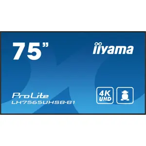 iiyama LH7575UHS-B1AG Signage Display Digital signage flat panel 190.5 cm (75") LCD Wi-Fi 500 cd/m² 4K Ultra HD Black Built-in processor Android 11 24/7