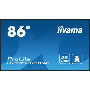 iiyama LH8675UHS-B1AG Signage Display Digital signage flat panel 2.17 m (85.6") LCD Wi-Fi 500 cd/m² 4K Ultra HD Black Built-in processor Android 11 24/7