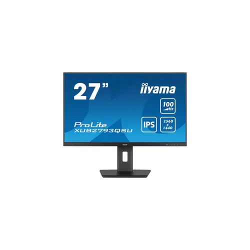 IIYAMA Monitor LED XUB2793QSU-B6 27” WQHD IPS 2560 x 1440 @100Hz 16:9 250 cd/m² 1300:1 1ms HDMI DP USB Hub 3.2, height, swivel, tilt, pivot (rotation both sides)