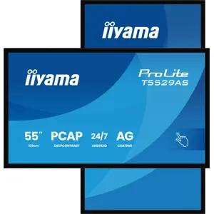 iiyama T5529AS-B1AG Signage Display Kiosk design 138.7 cm (54.6") LED Wi-Fi 450 cd/m² 4K Ultra HD Black Touchscreen Built-in processor Android 24/7