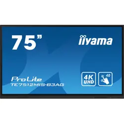 iiyama TE7512MIS-B3AG Signage Display Kiosk design 190.5 cm (75") LCD Wi-Fi 400 cd/m² 4K Ultra HD Black Touchscreen Built-in processor Android 11 24/7