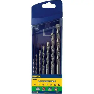 IRWIN MASONRY MASONRY DRILL BIT SET 7pcs. 4, 5, 6, 7, 8, 10, 12 mm