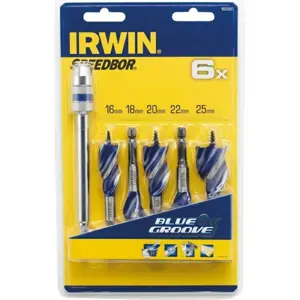 IRWIN WOOD DRILL BIT SET 5pcs BLUE GROOVE 6X 16, 18, 20, 22, 25 mm ... ...