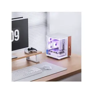 Jonsbo TK-0 PC Case, Mini-Tower, Mini-ITX, Tempered Glass, Wood - white