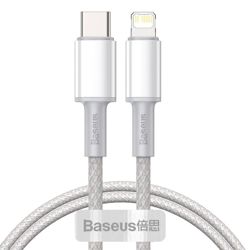 Kabel BASEUS, USB-C na Lightning, 20W, Woven, 200cm, PD, FS, White, CATLGD-A02