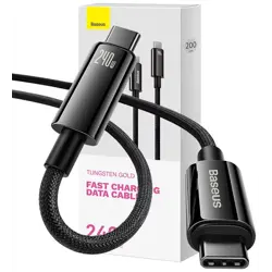Kabel BASEUS, USB-C na USB-C, 240W, Woven, 200cm, PD, FC, Black, CAWJ040101
