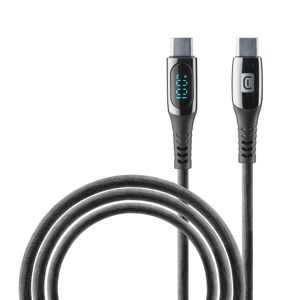 Kabel CELLULARLINE, Display, 5A, 100W, USB-C na USB-C, 200cm, Crni