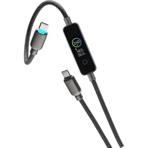 Kabel CELLULARLINE PowerView IQ (USB-C na USB-C, 240W, TFT zaslon, 1.2 m, crna boja)