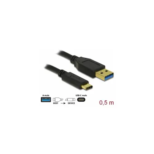 Kabel DELOCK 83869, USB 3.1 (M) na USB Type-C (M), 0.5m