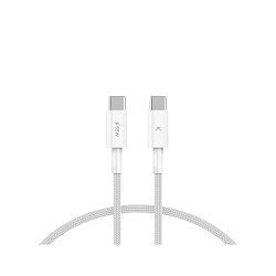 Kabel KSIX USB-C na USB-C, pleteni, 1m, bijeli