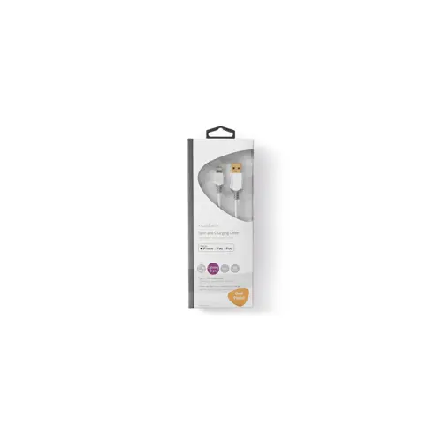 Kabel NEDIS CCBW39300WT10, iPhone Lightning 8-Pin na USB-A (M), 480 Mbps, gold plated, sivo bijeli, 1m