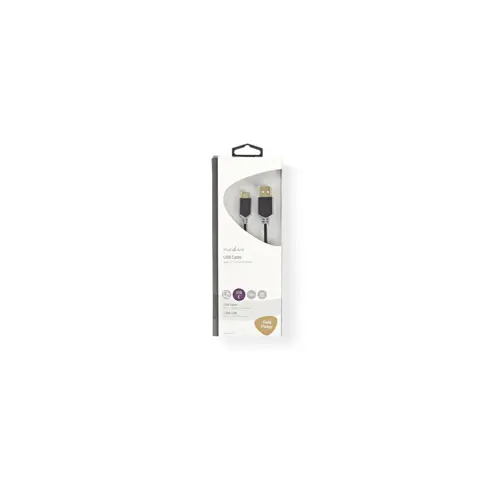 Kabel NEDIS CCBW60600AT10, USB-A (M) na USB-C (M), 480 Mbps, 60W, gold plated, antracite, 1m