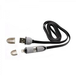 Kabel za mobitel SBOX USB 2u1, micro USB / iPhone lightning, 1m crni