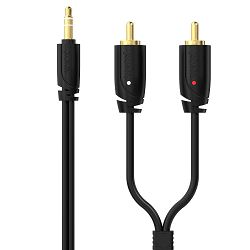 Kabel SINOX PRO, 3.5MM - 2 RCA, 1m crni